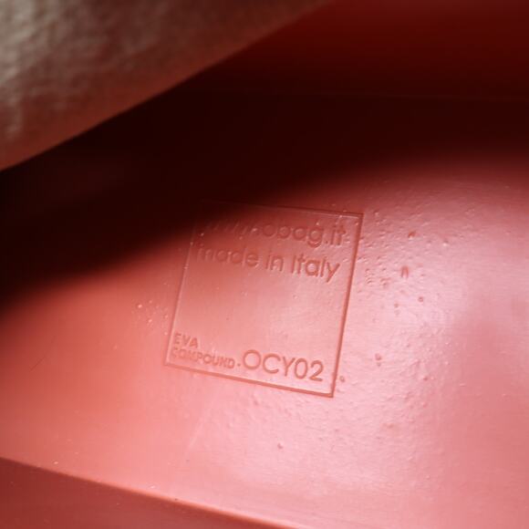 O BAG Classic Tote Bag Coral with Sage Canvas Insert Brown Shoulder Straps - Picture 9 of 9